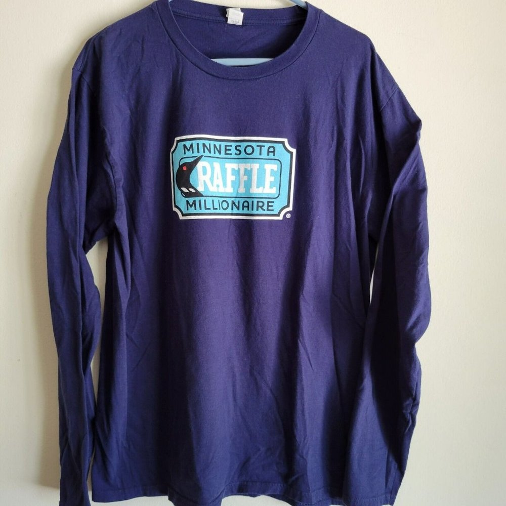 Minnesota Raffle Millionaire Long Sleeve T-Shirt Navy Blue Size L Large Lottery